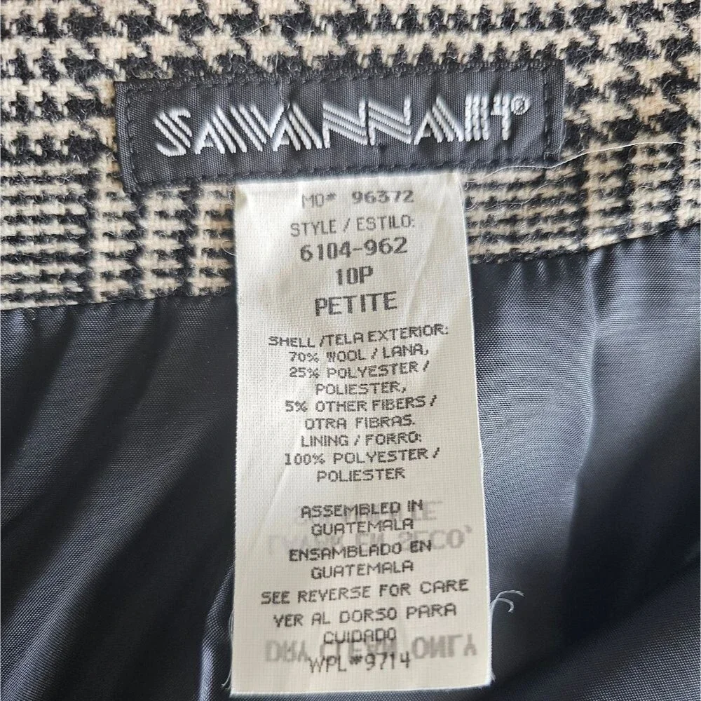 Savannah Wool Plaid Houndstooth Skirt Women’s Sz 10P Heritage Timeless Workwear